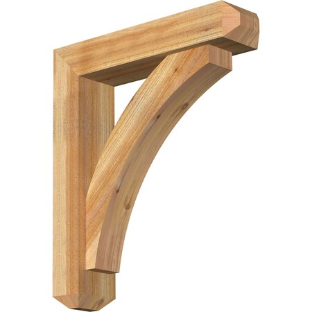 Ekena Millwork Thorton Craftsman Rough Sawn Bracket w/ Offset Brace, Western Red Cedar, 6"W x 26"D x 30"H BKT0604X26X30THR04RWR